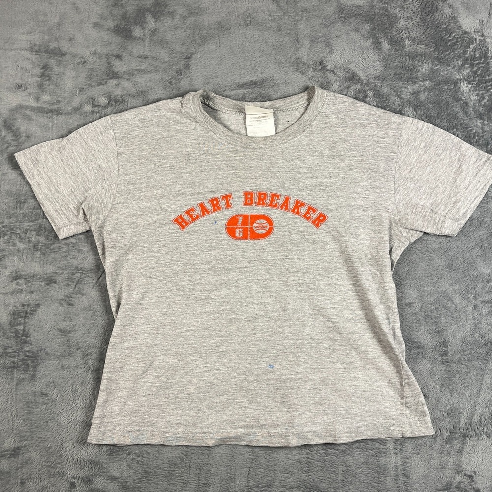Adidas Cropped T Shirt Womens Medium Heather Gray Heart Breaker Graphic Print